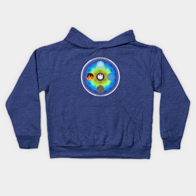 Five Elements Formation and Flower of Life Kids Hoodie by MettaArtUK